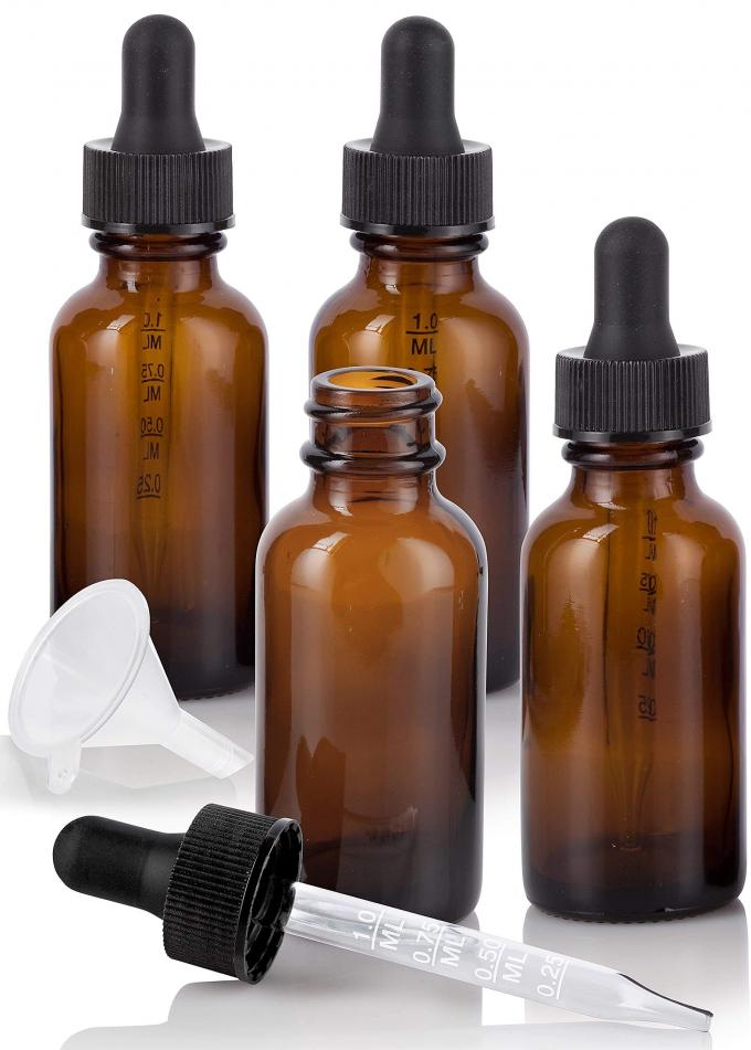 Mezun Ölçekli Amber Cam Kozmetik Kapları 0.7oz 30ml Pipetli Damlalıklı Şişeler 3