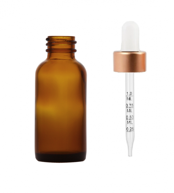 Mezun Ölçekli Amber Cam Kozmetik Kapları 0.7oz 30ml Pipetli Damlalıklı Şişeler 4