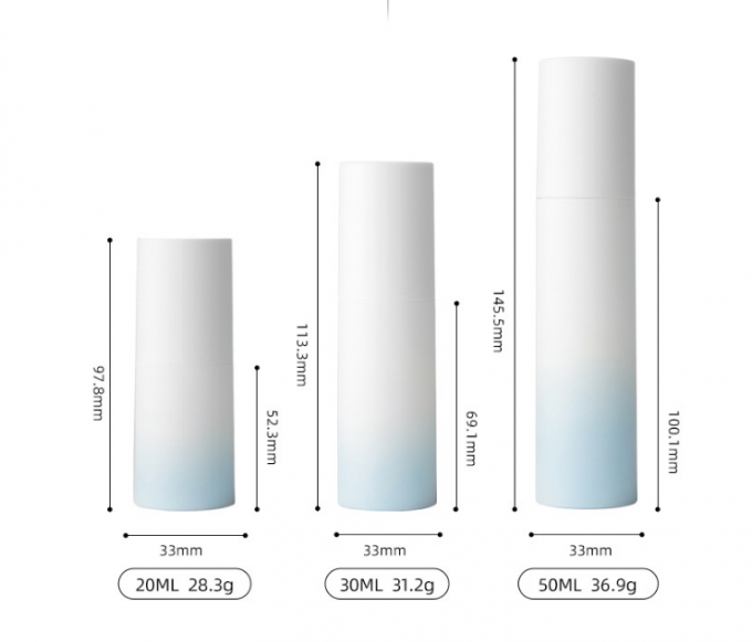Buzlu Havasız Losyon Sprey Plastik Kozmetik Kapları Gradyan 50g 3.3*14.5cm 4