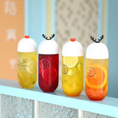 Soda Can Screw Tops 350ml Plastic Milk Bottle Cute Antler Screw Cap Color Coating