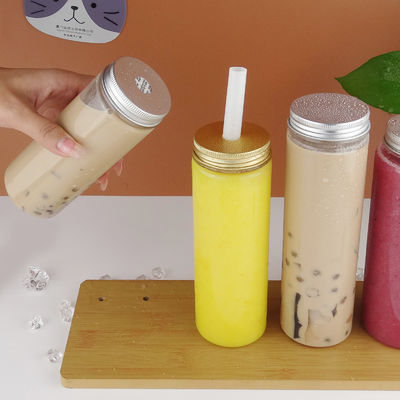 Good price İçecek Yuvarlak Plastik Pet Boba Suyu Şişeleri Alüminyum Kapaklı Şeffaf 450ml çevrimiçi