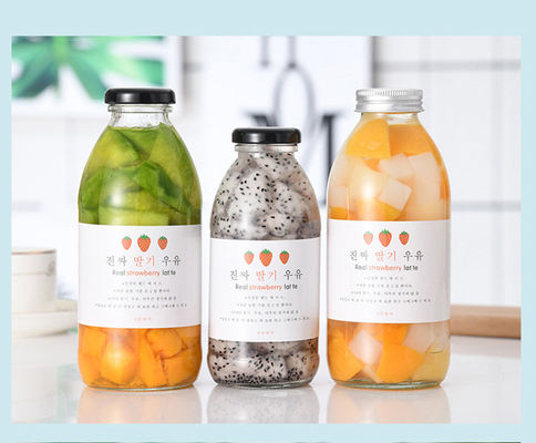 Good price Yuvarlak Cam İçecek Şişesi 300ml 350ml 500ml Etiketli Yoğurtlu Milkshake Süt çevrimiçi