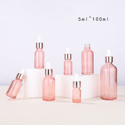 Good price Yuvarlak Cam Kozmetik Kapları Pembe Damlalıklı Şişe 10ml - 100ml çevrimiçi